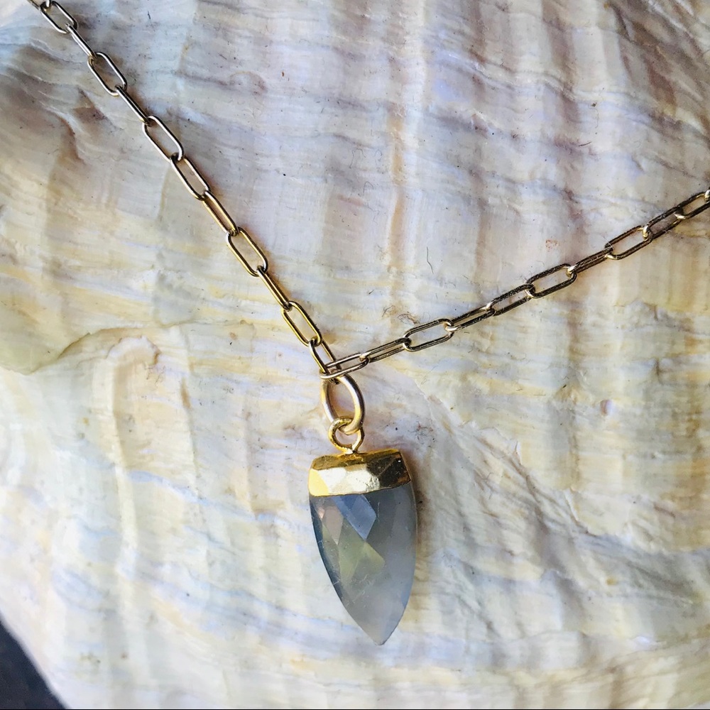 Faceted Smokey Quartz arrow pendant necklace